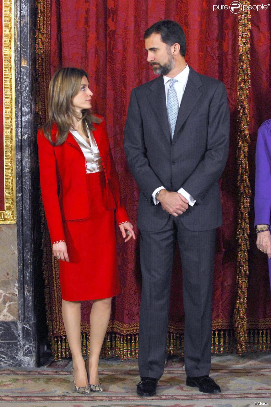 Letizia d&#039;Espagne et le prince Felipe lors d&#039;un déjeuner au palais Zarzuela avec le président irlandais le 21 mars 2011