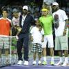 Rafael Nadal salué par Dwyane Wade et LeBron James lors du Master 1000 de Miami, le 26 mars 2011