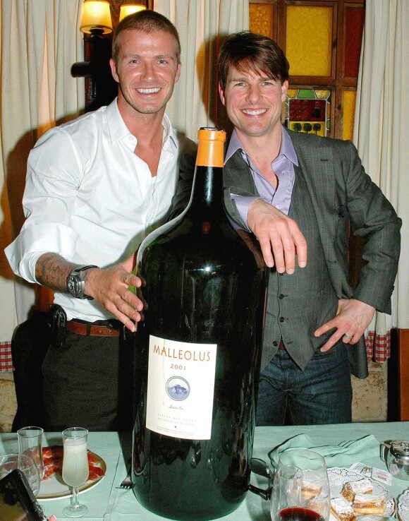 Tom Cruise et David Beckham à Madrid en 2001.