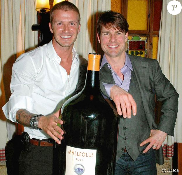 Tom Cruise et David Beckham à Madrid en 2001.