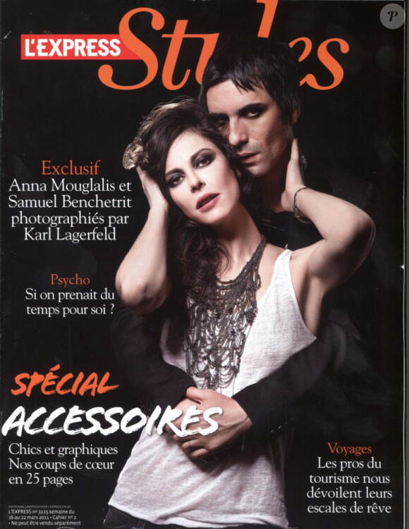 Anna Mouglalis et Samuel Benchetrit en couverture de L'Express Styles. Anna porte un débardeur Majestic.