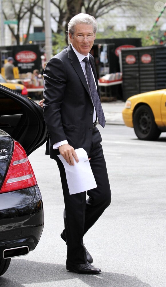 Richard Gere sur le tournage d'Arbitrage à New York le 14 avril 2011