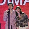 Corinne et Gilles Benizio (Shirley et Dino) lors de l'enregistrement de l'émission Vivement Dimanche spéciale Italie diffusée le 1er mai 2011