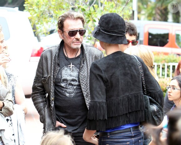 Johnny Hallyday et sa femme Laeticia à Santa Monica le 17 avril 2011