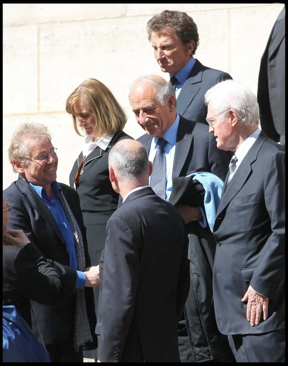 Daniel Cohn-Bendit, Jean-Pierre Elkabbach, Lionel Jospin et Jack Lang assistent au dernier hommage rendu à Marie-France Pisier, en l'église Saint-Roch, à Paris, le 5 mai 2011.