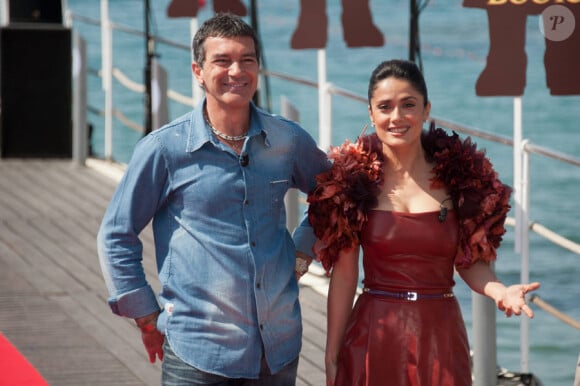 Salma Hayek et Antonio Banderas présentent Le Chat Potté à Cannes le 11 mai 2011