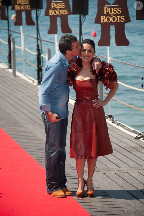 Salma Hayek et Antonio Banderas présentent Le Chat Potté à Cannes le 11 mai 2011