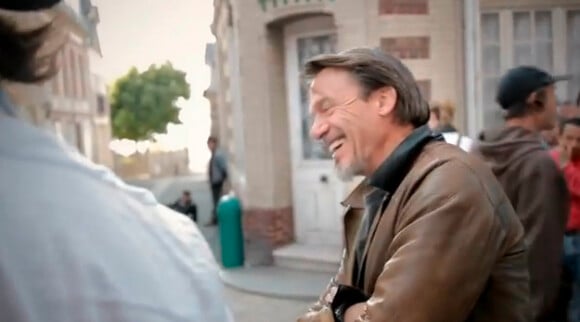 Florent Pagny et Pascal Obispo sur le tournage du clip Je laisse le temps faire, en Normandie