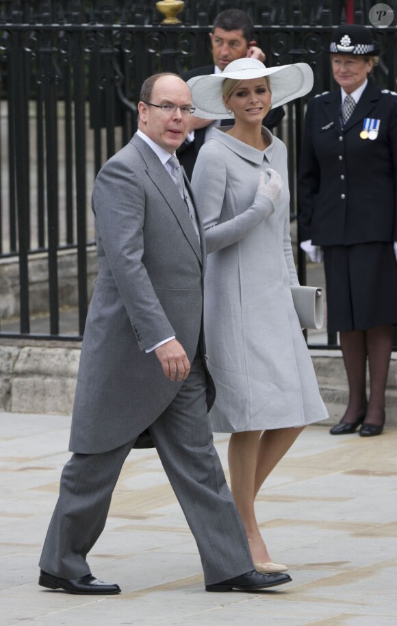 Le prince Albert et Charlene Wittstock lors du mariage de Will et Kate, le 29 avril 2011.