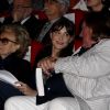 Carla Bruni-Sarkozy, Bernadette Chirac et Gérard Depardieu au centre Pompidou, le 17 mai 2011, lors d'un colloque sur l'illettrisme organisé par la fondation éponyme de la first lady.