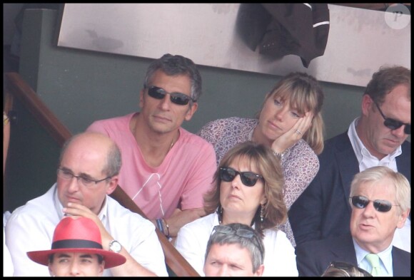 Nagui et son épouse Mélanie Page au tournoi de Roland-Garros, le lundi 30 mai 2011.