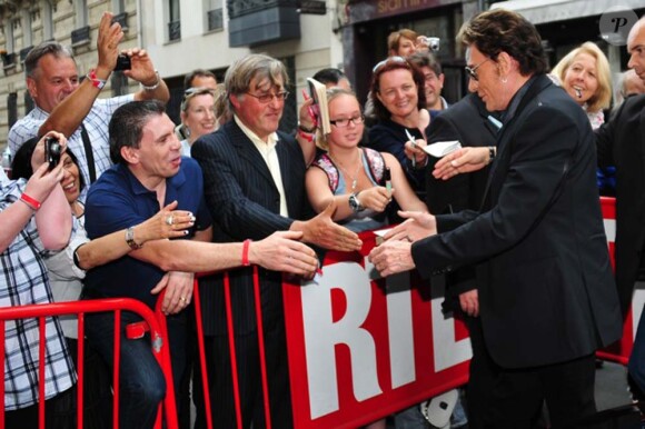 Concert privé de Johnny Hallyday pour ses fans à RTL, le 30 mai 2011.
