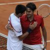 Roger Federer bat Novak Djokovic en demi-finale de Roland-Garros, le 3 juin 2011