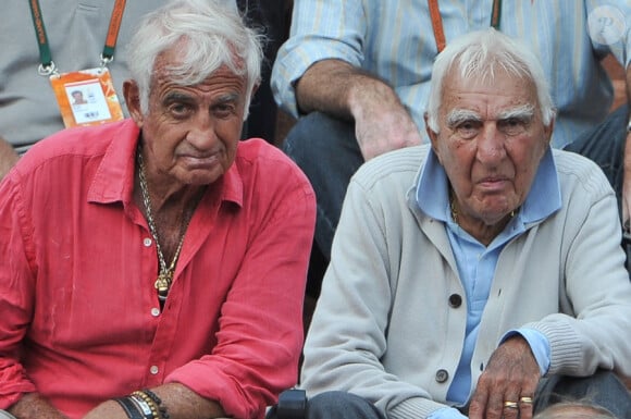 Jean-Paul Belmondo avec son grand ami Charles Gérard à Roland-Garros, le 3 juin 2011