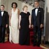 Le couple présidentiel amércain Barack et Michelle Obama lors d'un dîner avec Angela Merkel et son époux le 7 juin 2011
