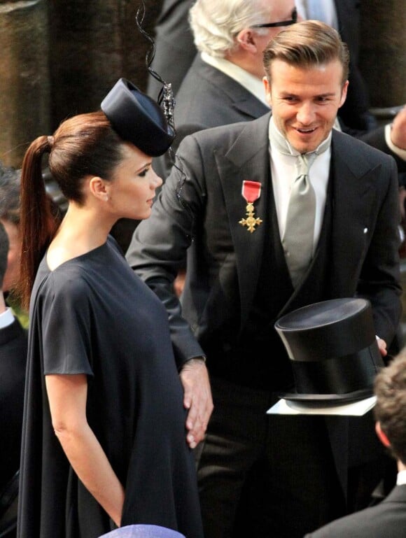 Victoria et David Beckham au mariage de Kate Middleton et du prince William, à Londres, le 29 avril 2011.