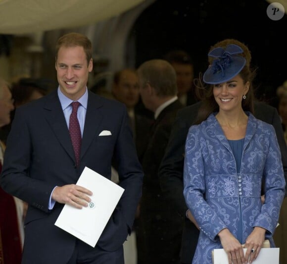 La princesse Catherine Middleton et le prince William à la chapelle George du Château de Windsor pour l'anniversaire du duc d'Edimbourg qui célèbre ses 90 ans le 12 juin 2011