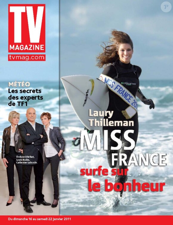 Laury Thilleman, Miss France 2011, en couverture de TV Mag affirme sa passion pour le surf en janvier 2011