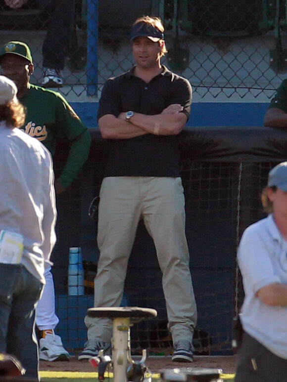 Brad Pitt sur le tournage de Moneyball en juillet 2010
