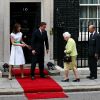Mardi 21 juin 2011, la reine Elizabeth II et son époux le prince Philip, duc d'Edimbourg, étaient reçus à déjeuner, pour célébrer l'anniversaire de ce dernier, au 10, Downing Street par le Premier ministre David Cameron et son épouse Samantha.