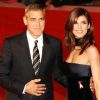 George Clooney et Elisabetta Canalis, à Rome, le 17 octobre 2009.