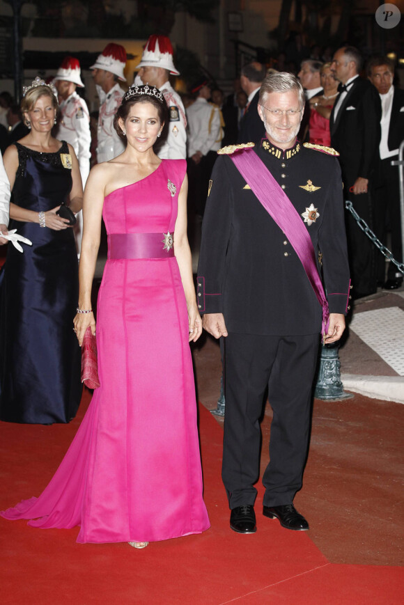 Mary de Danemark lors du dîner organisé pour le mariage du Prince Albert avec Charlene Wittstock. Monaco, le 2 juillet 2011