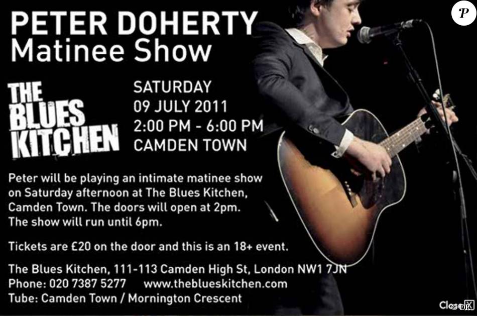 Pete Doherty sera en concert le samedi 9 juillet 2011 dans l&#039;après-midi à Camden. 