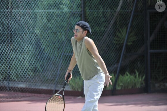 Ambroise Michel au tournoi des Célébrités, au tennis club de la Roseraie, à Antibes, le 9 juillet 2011