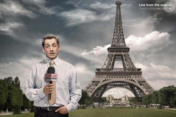 Nicolas Sarkozy dans la nouvelle campagne pour la chaîne CNN, juillet 2011.