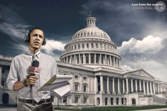 Barack Obama dans la nouvelle campagne pour la chaîne CNN, juillet 2011.