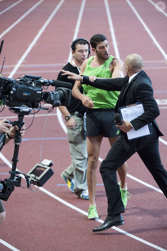 Les Français Mehdi Baala et Mahiedine Mekhissi en sont venus aux mains lors du meeting d'athéltisme de Monaco de la Ligue de Diamant le 22 juillet 2011