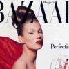 Le mannequin Kate Moss en couv' du Harper's Bazaar de décembre 1992.