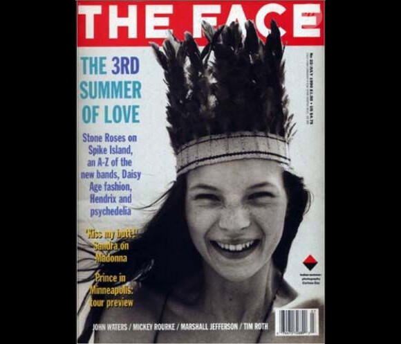 La première couverture de magazine de Kate Moss, pour le magazine The Face. La Brindille est alors âgée de 16 ans. Mai 1990.
