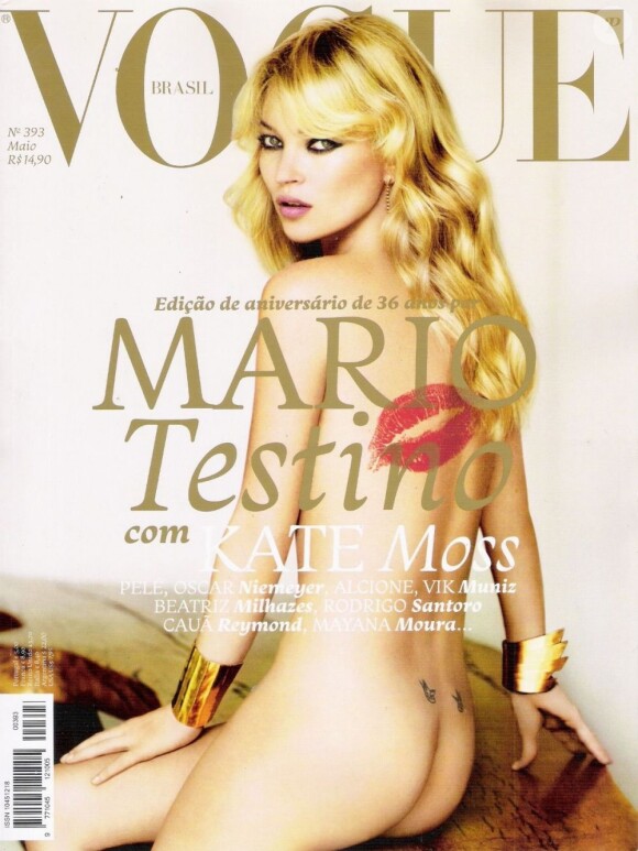 Kate Moss, photographiée par son grand ami et célèbre photographe Mario Testino en couv' du Vogue brésilien de mai 2011.