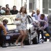 Jennifer Lopez sur le tournage du clip Papi à Los Angeles, le 21 août 2011