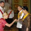 Le 13 juin 2006 à Bangkok pour le jubilé des 60 ans du règne du roi de Thaïlande.
Le 25 août 2011, le prince héritier Haakon de Norvège et la princesse Mette-Marit doivent célébrer leurs noces d'étain : 10 années d'un mariage et d'un amour parfaitement sereins, après des débuts controversés...