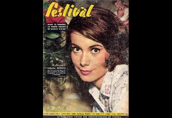 Voici la première couverture de l'actrice Catherine Deneuve : à 17 ans, pour le magazine Festival. Janvier 1961.
