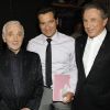 Charles Aznavour, Laurent Gerra et Michel Drucker lors de l'enregistrement de Vivement Dimanche avec Charles Aznavour, à Paris, le 31 août 2011