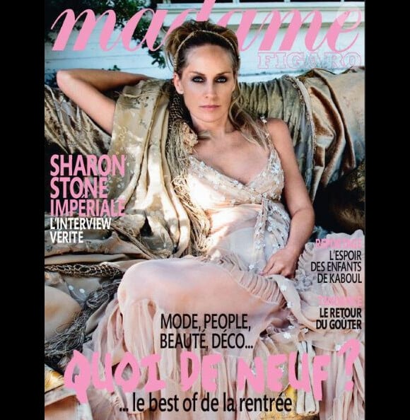 Sharon Stone, en couverture du Madame Figaro d'août 2010.