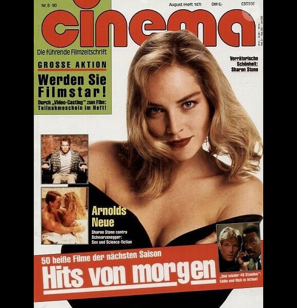 Sharon Stone en couverture de Cinema. Août 1990.