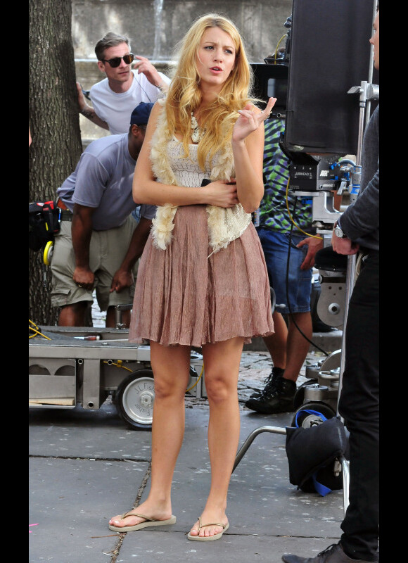 Blake Lively sur le tournage de Gossip Girl le 1er septembre 2011 à New York 