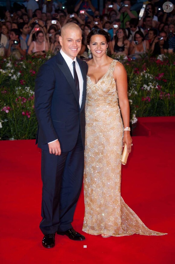 Matt Damon accompagné de sa femme Luciana au festival de Venise pour le film Contagion, le 3 septembre 2011.