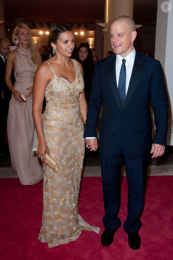 Gwyneth Paltrow, Matt Damon et sa femme Luciana au festival de Venise pour le film Contagion, le 3 septembre 2011.