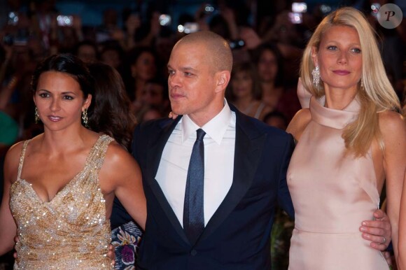 Gwyneth Paltrow, Matt Damon et sa femme Luciana au festival de Venise pour le film Contagion, le 3 septembre 2011.