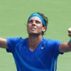 Soulagement pour l'Espagnol Rafael Nadal, alors qu'il vient de se qualifier pour les huitièmes de finale de l'US Open en battant David Nalbandian