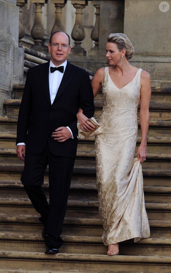 Albert de Monaco et son épouse Charlene Wittstock lors des 50 ans du Variety Club, en Angleterre. 4 septembre 2011