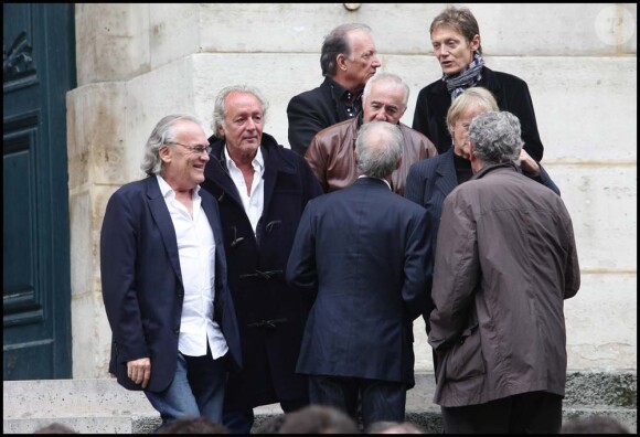 Didier Barbelivien, Dave et Patrick Loiseau aux obsèques de Jean-Jacques Souplet, à Paris, le 6 septembre 2011.