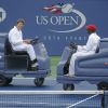 Andy Murray, très énervé, a vu son match face à l'Américain Donald Young annulé en raison de la pluie après quelques minutes de jeu le 7 septembre 2011