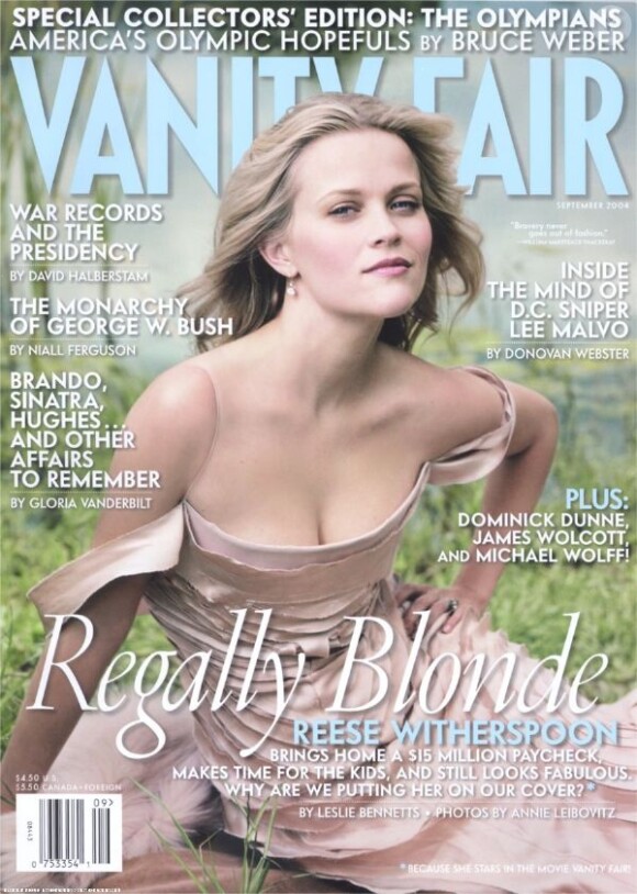 Septembre 2004 : Reese Witherspoon fait la couverture de Vanity Fair, photographiée par la légendaire Annie Leibovitz.