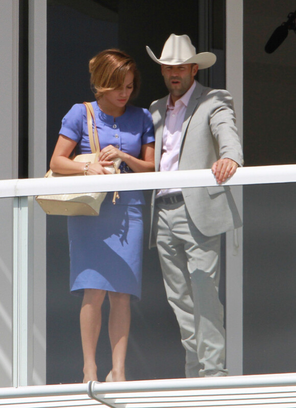 Jennifer Lopez et Jason Statham sur le tournage du film Parker en Floride, le 20 septembre 2011